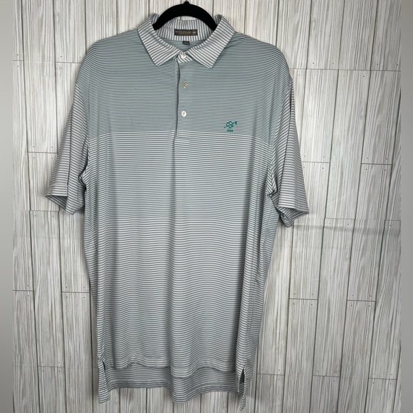 Peter‎ Millar Summer Comfort Blue Striped Golf Polo Shirt Short Sleeve GCC Large - Picture 1 of 7